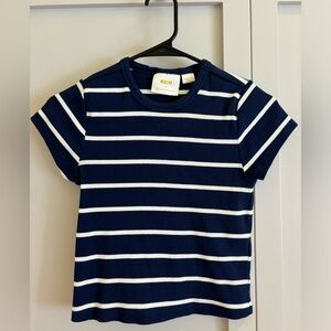 Maeve Shrunken Cropped Tee. Size M Color Navy & White